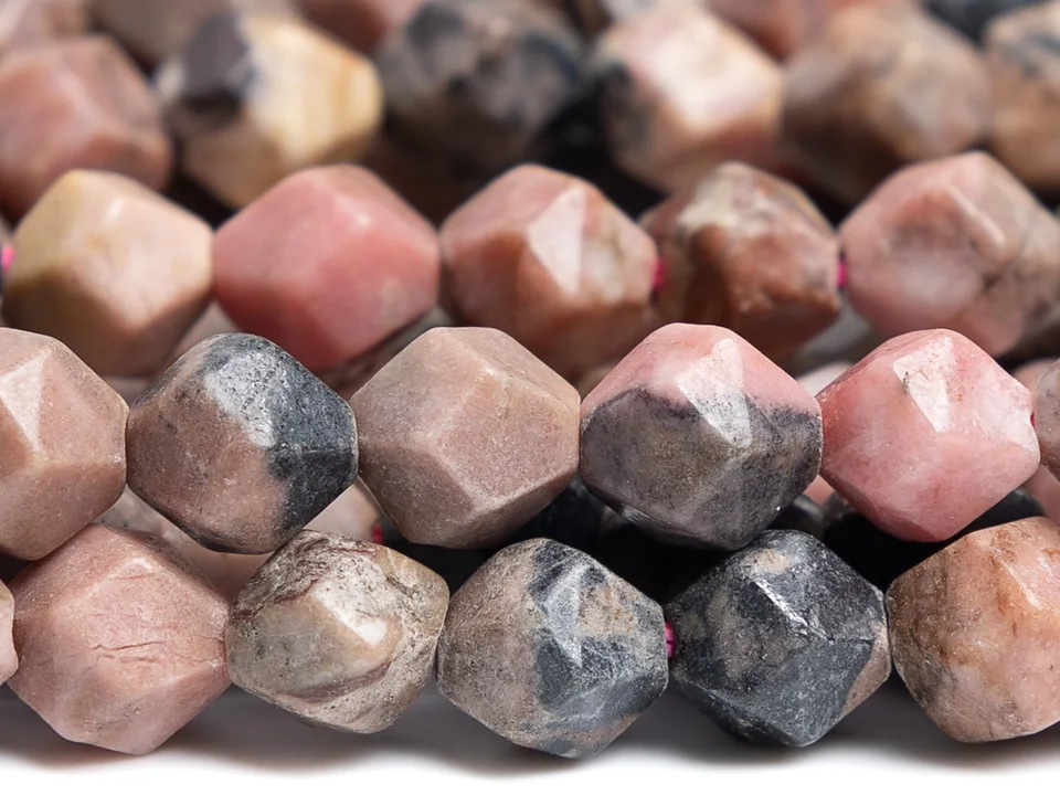5-6 mm ružové korálky Rhodonity Star Cut Faset Grade AAA Originálny prírodný drahokam Plné pramene voľné korálky pre šperky výroby DIY