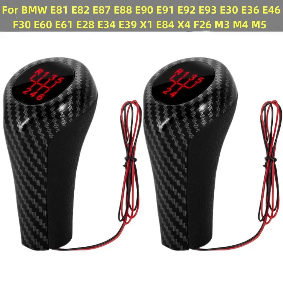 5 6 rýchlostných manuálnych radov s radením prevodovky W/LED svetlom radiacej páky rukoväť pre BMW F30 E60 E61 E28 E34 E39 X1 E84 X4 F26 m3 m4 m5