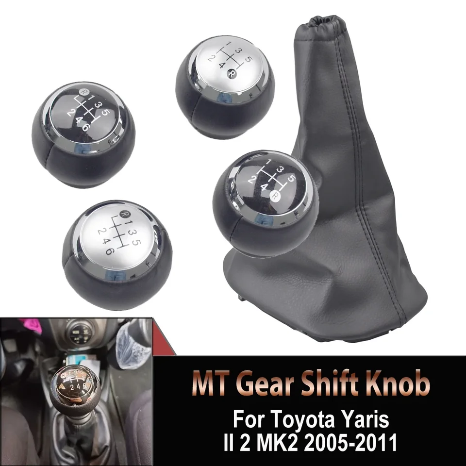 5/6 Speed ​​Car Gear Shift Gomb Lever Shift Shift Boot Cover Koža pre Toyota Yaris II 2 MK2 2005 2006 2007 2008 2009 2009 2011 2011