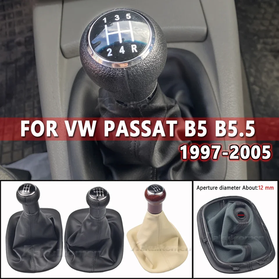 5/6 Speed ​​Manual Manual Styling Styling Gear Shift Gomb Lever Gaiter Boot Cover pre Volkswagen Vw Passat B5 B5.5 1997-2005 Čierna béž