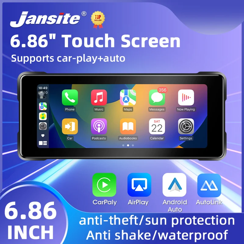 5 '' 7 '' palcový motocykel DVR GPS navigáciu bezdrôtového CarPlay Android Auto AirPlay Displej obrazovky prenosný monitor motocykla