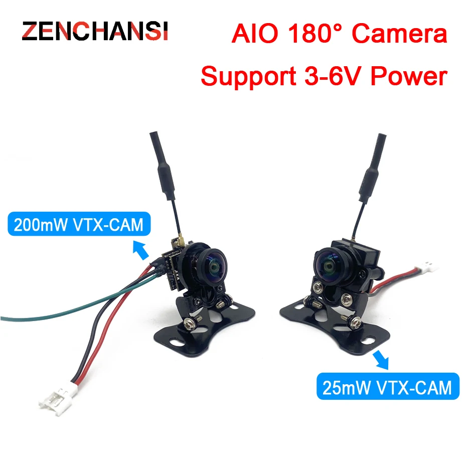 5,8G 48ch 25 MW/200 MW FPV vysielačová kamera CMOS 1000TVL MINI FPV Micro AIO 180 Uhlová kamera 3-6V Podporuje snímanie obrazu pre RC