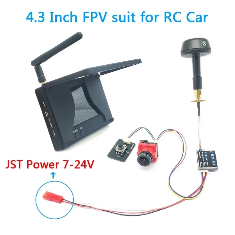 5,8G 48Ch 4,3 palca FPV Monitor 480x272 Vstavaný batéria s 5,8G 40CH 600MW vysielača a CMOS 1200TVL FPV Camera pre RC CARS