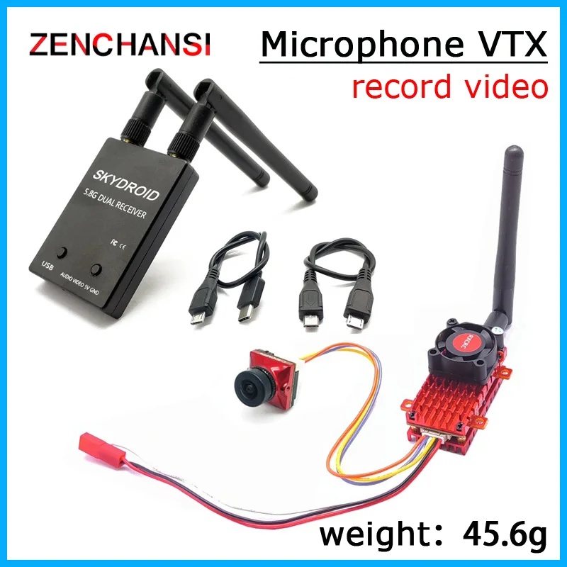 5,8G VTX Mikrofónový vysielač leteckú fotografiu+fotoaparát CADDX FPV 2,1 mm 4: 3/16: 9+FPV OTG OTG Android Phone Phone prijímača