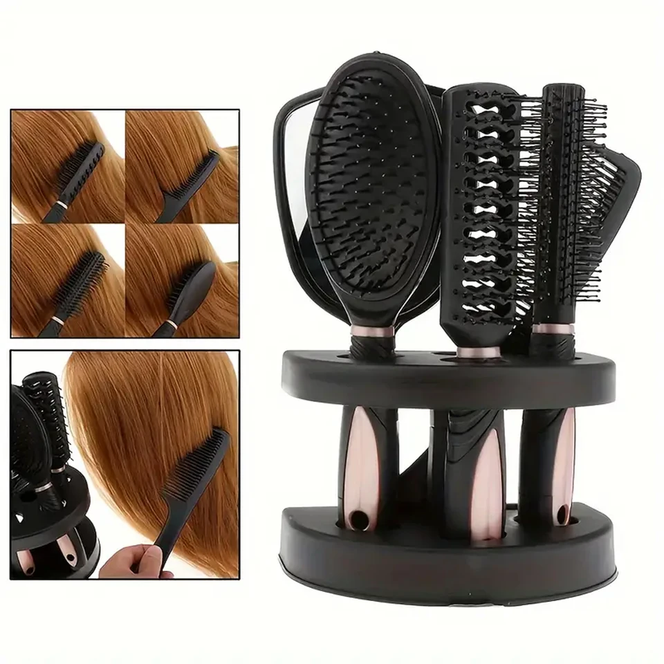 5-balenie pp skladovací stánok Ženy cestovné masáž Masáž vlasov prenosné protichodné hrebene zrkadlové nástroje Ženy a muži Salon Styling Set