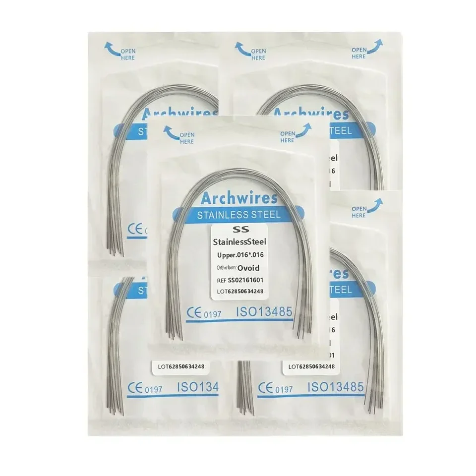 5 Balení zubné oblúkové drôty Ortodontické super elastické nerezové obdĺžnikový obdĺžnik Archwire dolný/horný 16x16/16x22/17x25/21x25