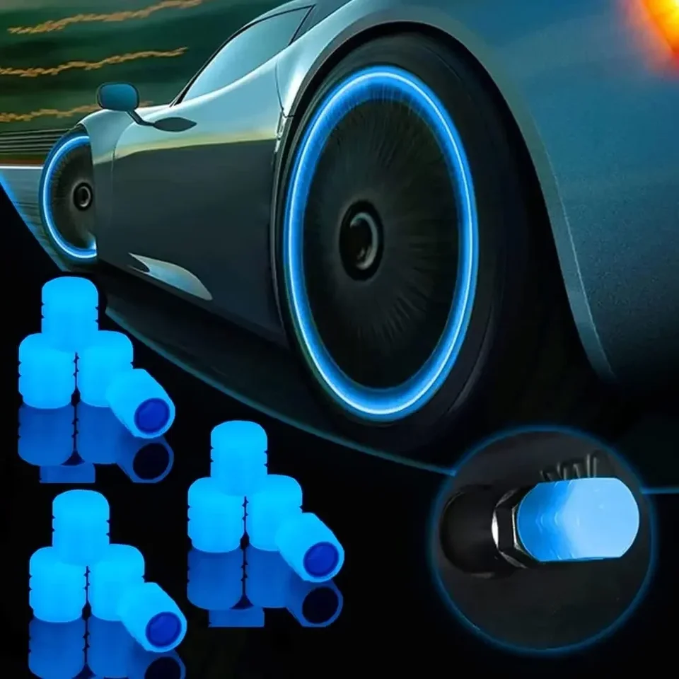 5 Color Svetelové pneumatické ventilové uzáver automobilu COLE HUB Žiarenie prachovo odolného dekoratívneho pneumatického poťahu na okrajové kryty použiteľného motocyklového bicykla