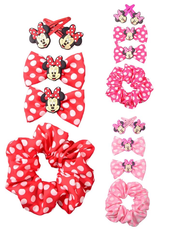 5 -dielny klasický polka dot karikatúra scrunchie bobby pin set pre každodenné vlasové doplnky