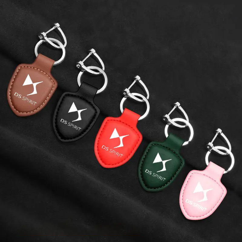 5 farieb PU kožený štít Keychain Business Darček kožená kožená reťazec Men Muži Dámske kľúče kľúča Kľúčenky pre DS Spirit DS3 DS4 DS5