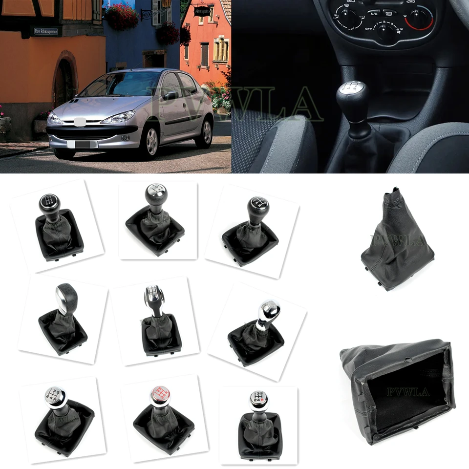 5 gombík rýchlostných prevodových radov s koženou topánkou PU pre Peugeot 206 1998 1999 2000 2001 2002 2003 2004 2005 2006 2007 2008 2009 2009 2010 2