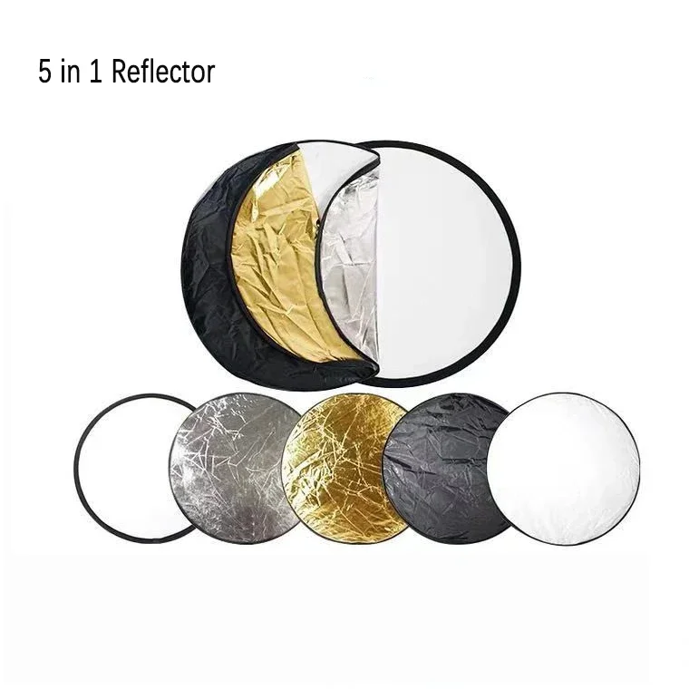 5 IN1 60/80/1010 cm reflektor Photography Coltapsible Nové prenosné skladacie svetlo okrúhle fotografické fotografické reflektor pre štúdio