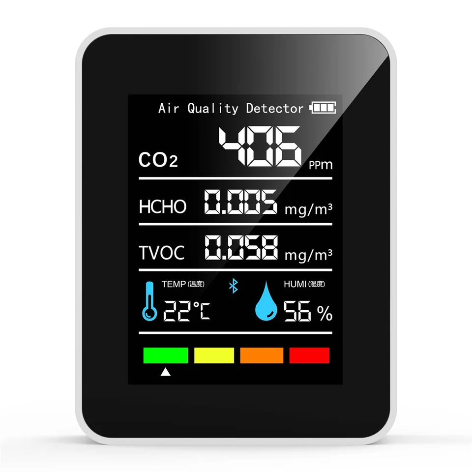 5 in1 meter co2 metrov digitálna teplota tester testera oxidu uhličitého monitor kvality ovzdušia TVOC HCHO Analyzer-B