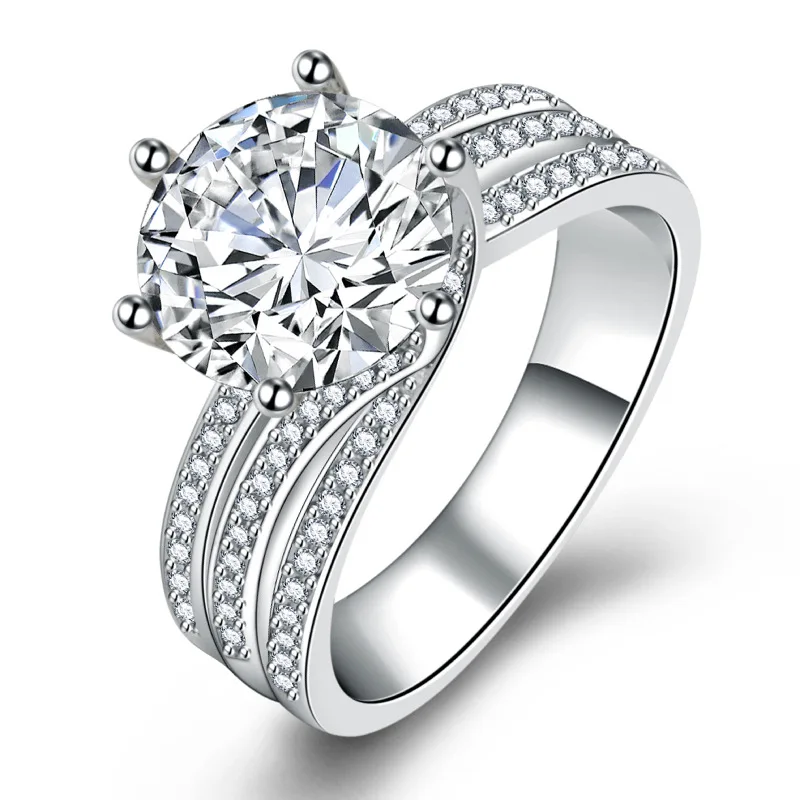 5 Karat Rotary Twist Full Diamond Classic Šesť pazúrových prsteňov s plným zásnubným prsteňom diamantového kamenného prsteňa
