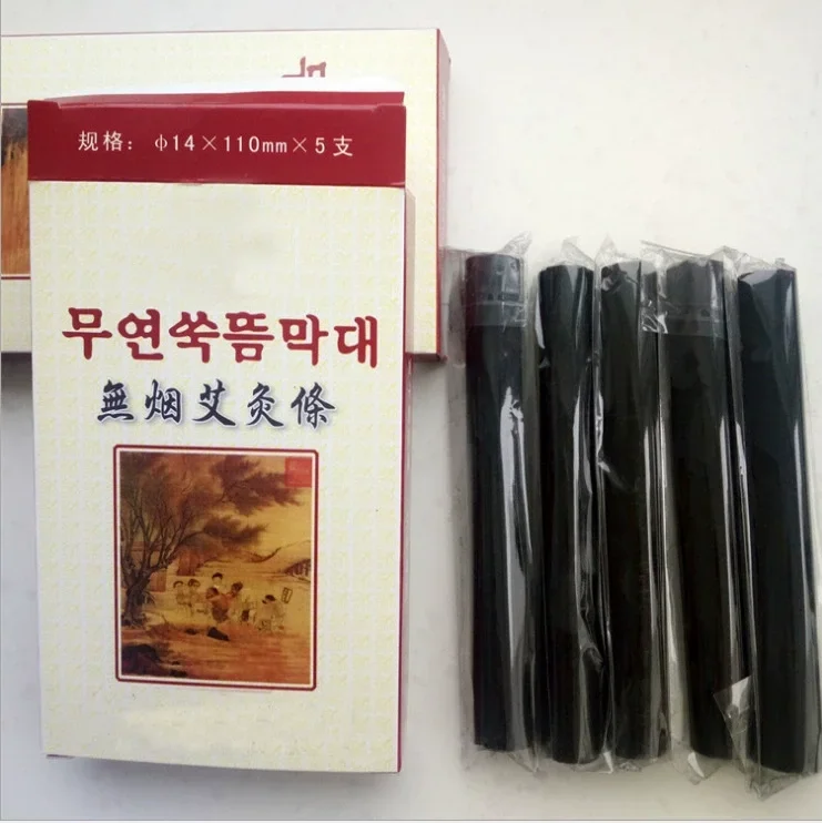 5 krabičiek Japonský štýl House Používa mierne dym Moxibustion Stick Moxa Therapy Warm Body Acupoint Meridians Masáž