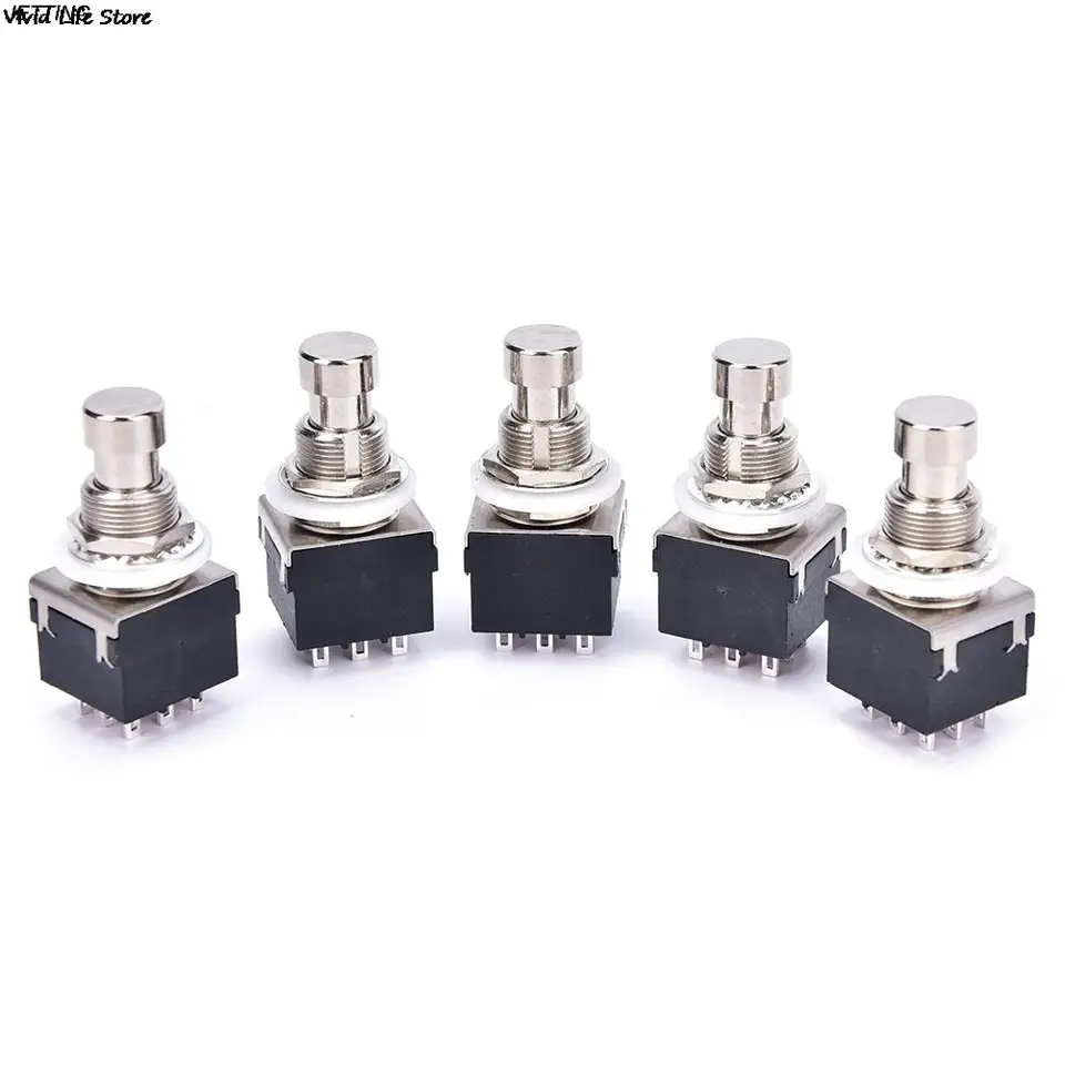 5 ks 3pdt 9-kolíkový gitarový efekt Stomp Switch Pedal Box Foot Metal True Octasps