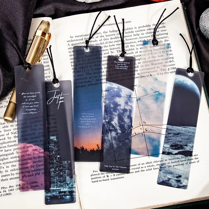 5 ks/balíček Space Tour Series záložky PVC Čítanie knihy Mark Dusk Moon Book Page Marker