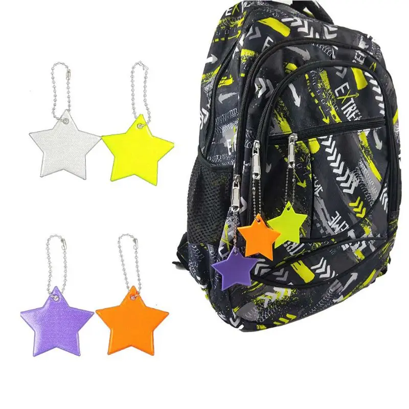 5 ks Detský bezpečnostný reflektor kľúča kľúča hviezda Ultra reflexná kolesá Keychain Bag Clothing