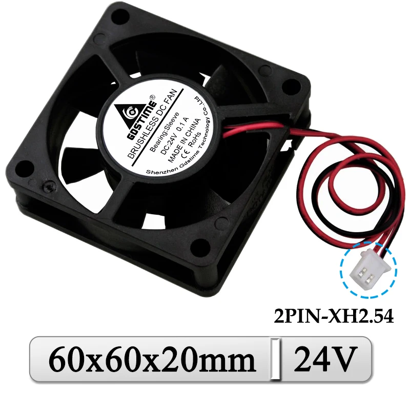 5 ks/dávka GDSTIME 24V 60x60x20mm 60 mm 60 mm Coiler Coast Coater 6020 6 cm bez kefy DC výfukových plynov 3D Tlačiareň chladiaci ventilátor
