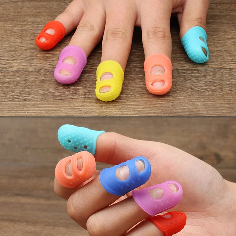 5 ks/set Finger Thimbles rukávy proti scald Silikónové rukavice hrajúce gitarové prsty Ochrana DIY remeselné rukavice šijacieho varenia
