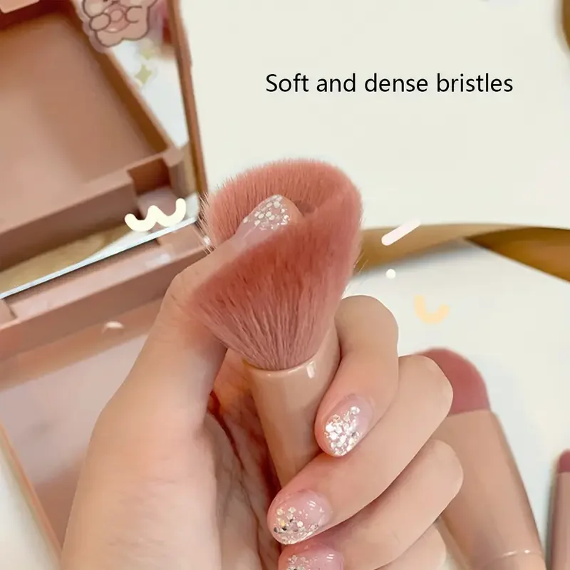 5 ksmetických kefiek prenosné make -up kefy Cesta s zrkadlom make -up set kefou Loose Brush Blush Brush Eyeshadow Brush