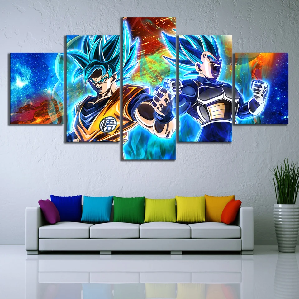 5 kusov HD Cartoon Pictures Dragon Ball Super Movie Plagát animácie Art Canvas maľby nástenné umenie pre domáci dekor