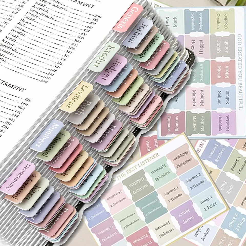 5 List Self-Peting Paper Tabs Záložky Záložky Nálepky na biblické nálepka Nálepka Veľkej tlačovej laminovanej biblie na čítanie štúdie