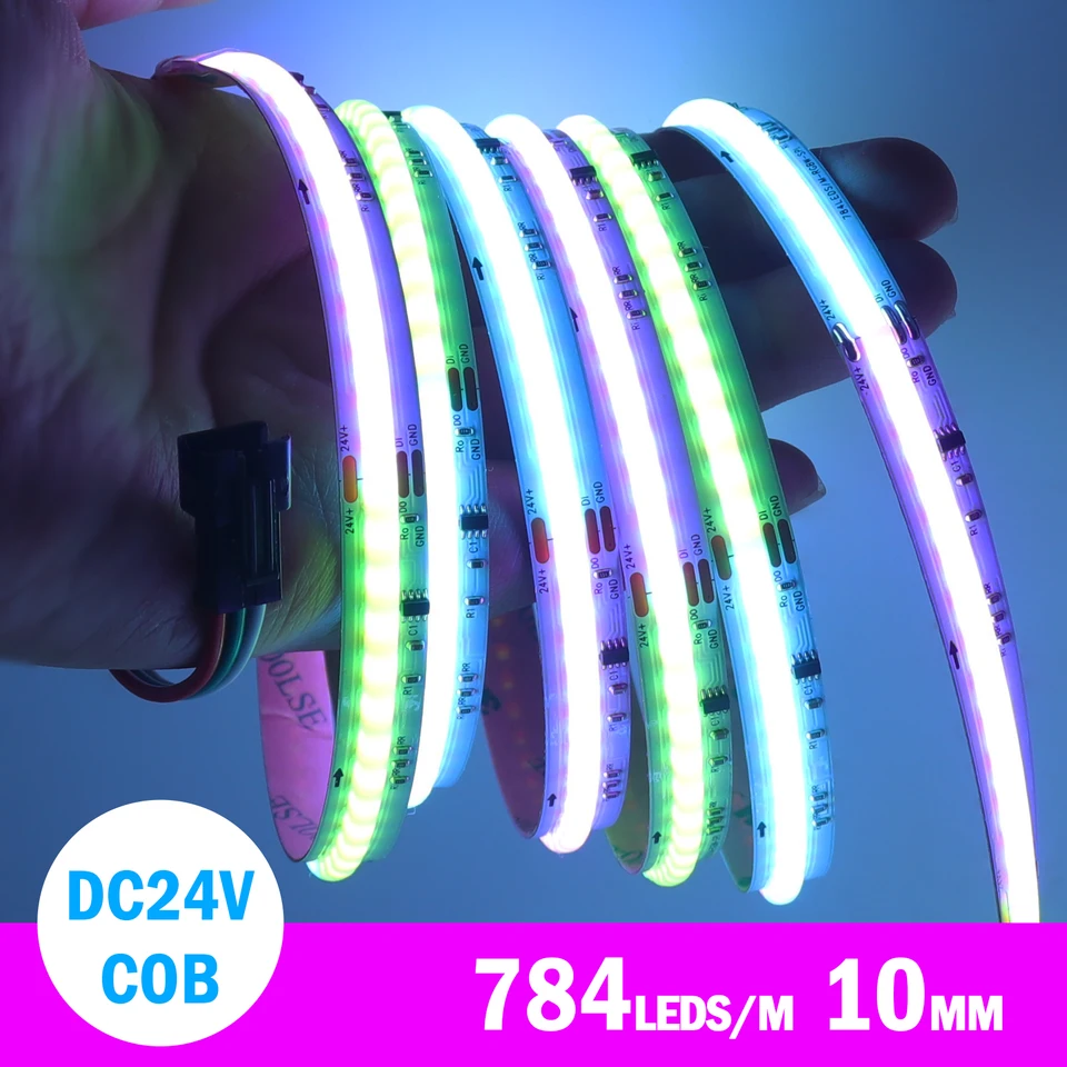 5 m adresovateľné COB LED prúžok 24V WS2811 Full Dream Farebná lampa RGBW/RGBWW LED RESK REBON PIXEL Strip Magic Wareful Room Decor