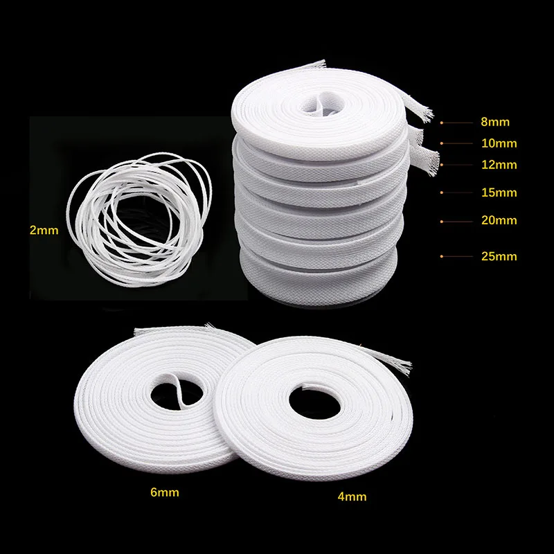 5 m biely spletený káblové rukávy DIY PET PET