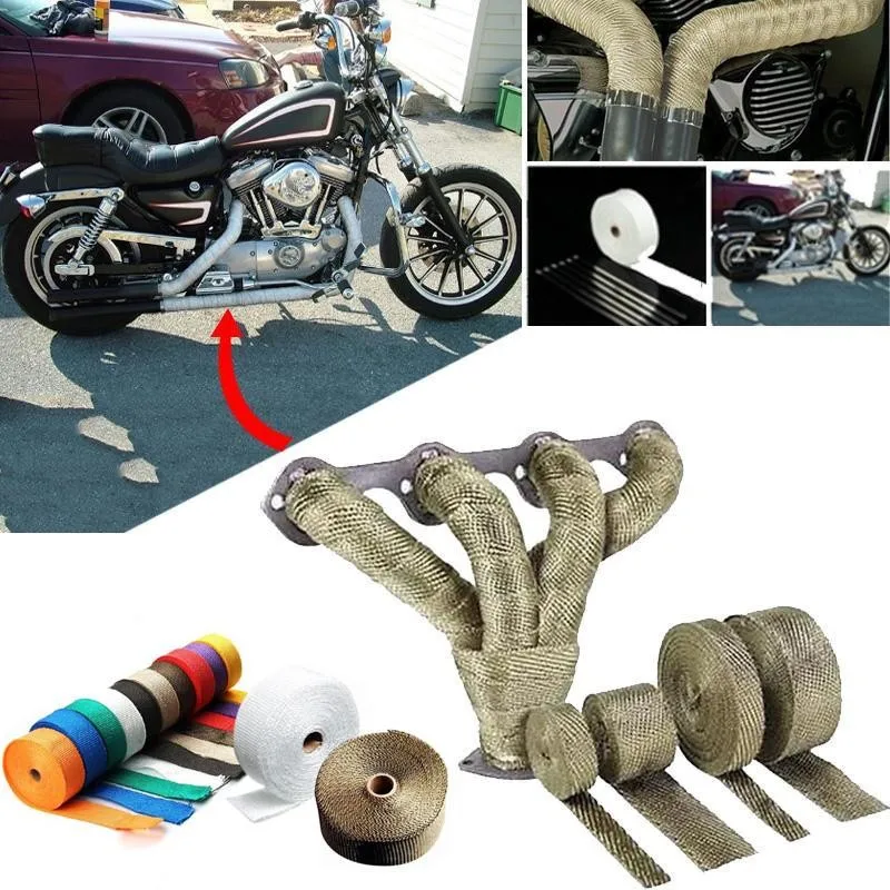 5 m vozom Motocykel výfukovo zábava Rúrka Hlavička Hrevné zabalenie Turbo hlavný oheň Tepelný zábal Termálna páska z nehrdzavejúcej ocele