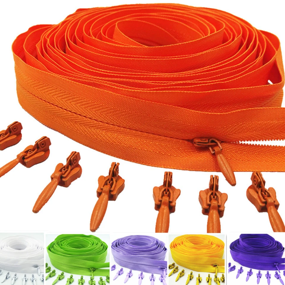 5 metrov dlhý zips 10 Automatické uzamykacie posúvače neviditeľné nylon 3# Zipper používaný na odevy kabeliek
