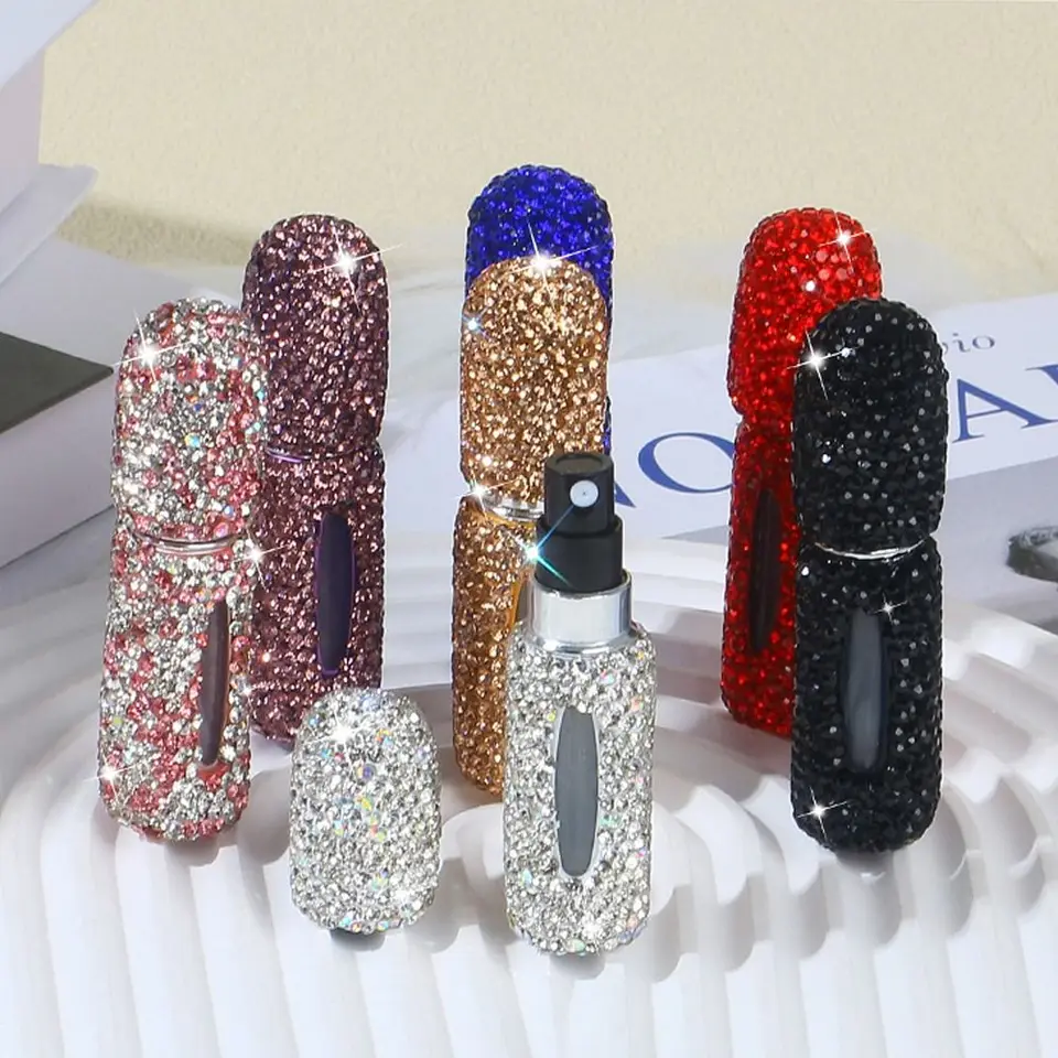 5 ml mini parfumové doplňovanie fľaše s pododstiekmi Glitter Diamond jemná hmla sprej na doplňovanie kozmetických kontajnerov Atomizer Cestovný náradie