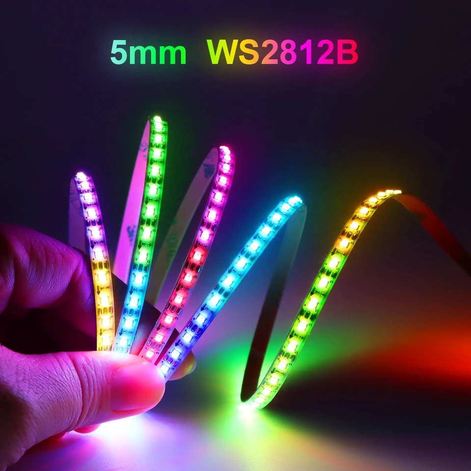 5 mm Ultra-Narrow WS2812 2020SMD RGBIC LED pásové svetlá 60/160led/m Individuálne adresovateľné IC lepiace zadné páska DC5V LED žiarovka LED