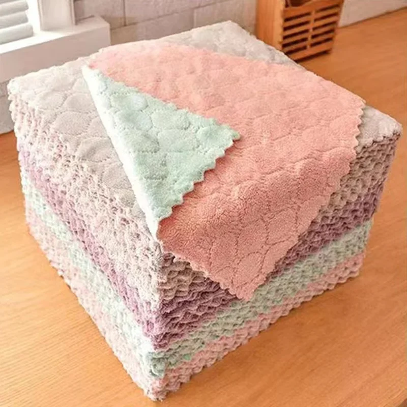 5 obojstranné koralové zamatové ultra vysoké absorpčné vankúšiky, utierky, obrúsky