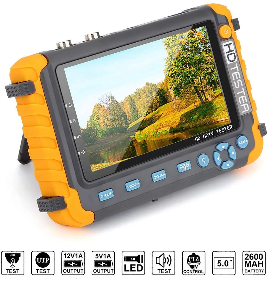 5-palcový TFT LCD obrazovka 6 v 1 VGA HDMI CCTV tester PAL/NTSC 720P/960p/1080p/3MP/4MP/5MP/8MP AHD CVI TVI TVI CVBS TESTER