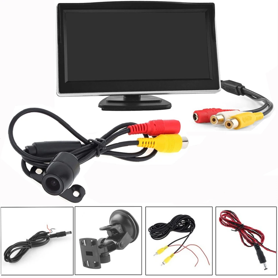 5-palcový TFT LCD Screen Car Autal Monitor 480x272 HD Digitálna farba+ E306 18 mm farebné fotoaparáty s 420 televíznymi linkami In-Dash
