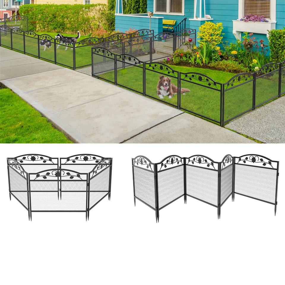 5 PCS Kovový záhradný plot Rustikálny štýl dekoratívny záhradný plot zvierací bariéra, krajina Pathway Edge Iron Ofer Panels