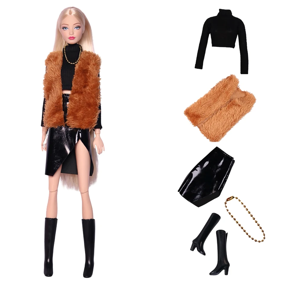 5 položiek/ oblečené odevy Elegantná vesta Čierna košeľa Príležitostné sukne šaty náhrdelníky Doll Dollys za 1/6 bábik Dolls Accessories