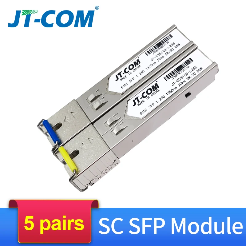 5 párov 1 GB SC 5 km/20 km SFP modul gigabit optický jednorazový režim s jedným vláknovým vysielačom kompatibilný s prepínačom Cisco Ethernet