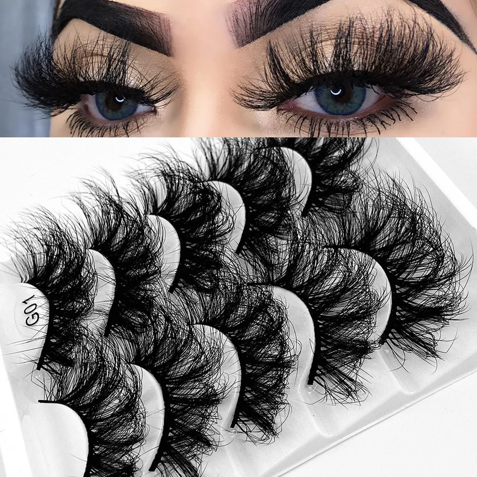 5 párov 25 mm 8D faux Mink riasy Hromadné nadýchané prírodné falošné mihalnice hrubé dramatické faux Mink riasy