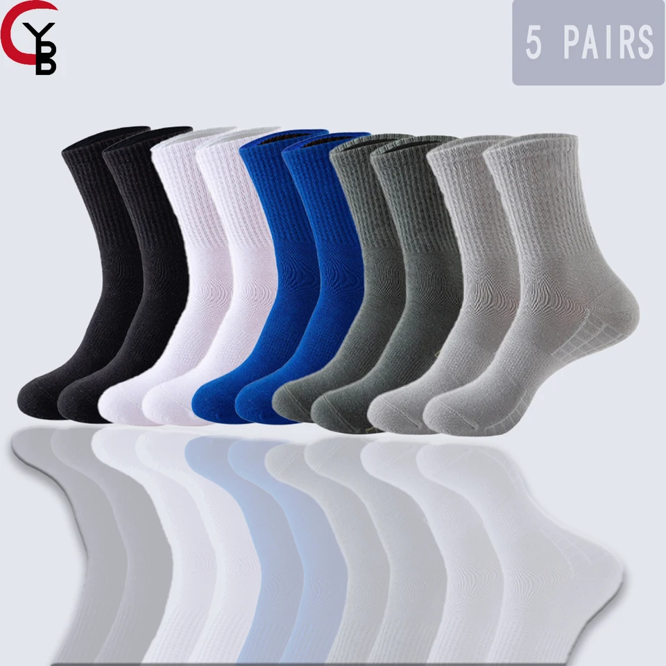 5 párov hrubá športová trubica a turistika chôdza a vlhkosť Wicking Outdoor Team Socks, Celé sezónne pracovné topánky, beh, basketbal