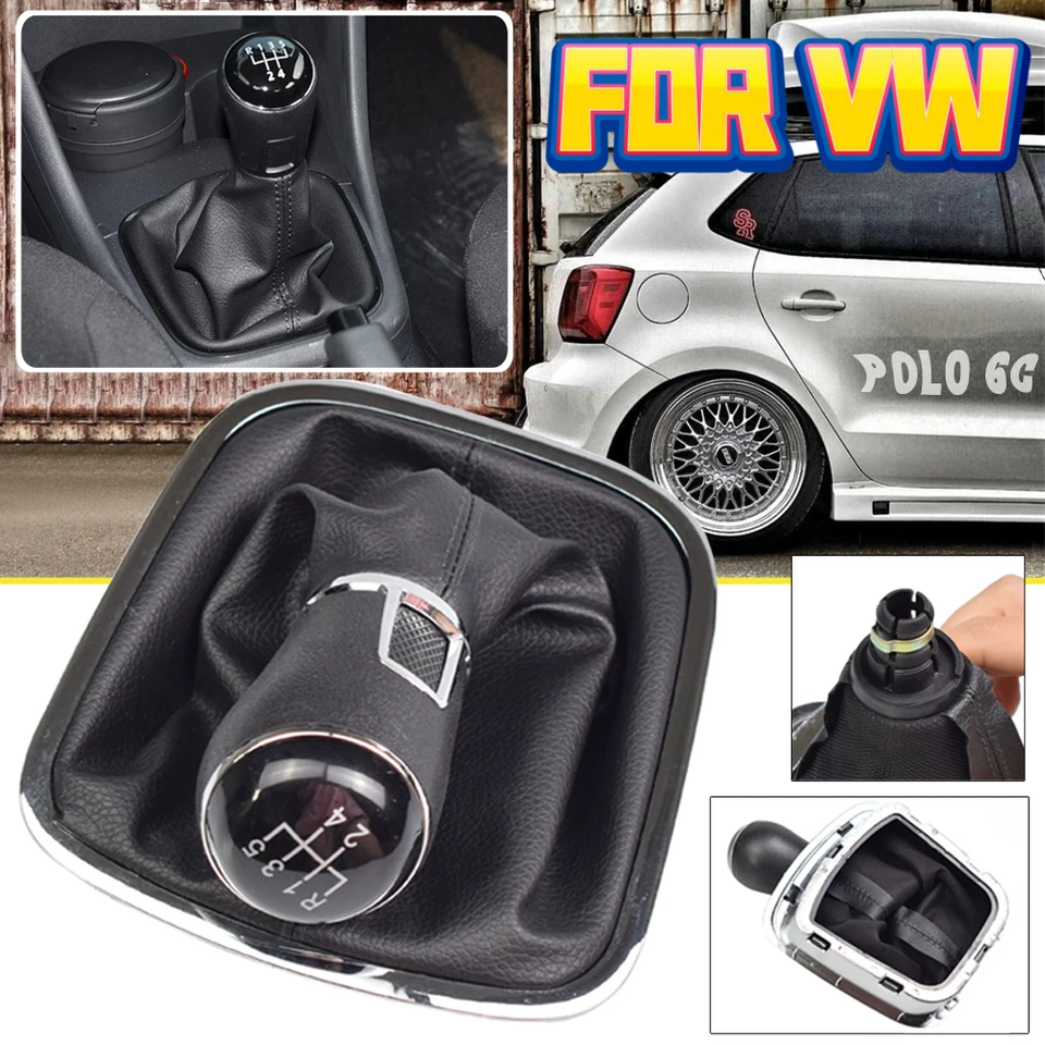 5-rýchlostné auto manuálne prevodové koleso na úrovni posunu s radením s koženou batožinkou pre VW Polo 6c 2015 2016 2017 2018 2018 2019