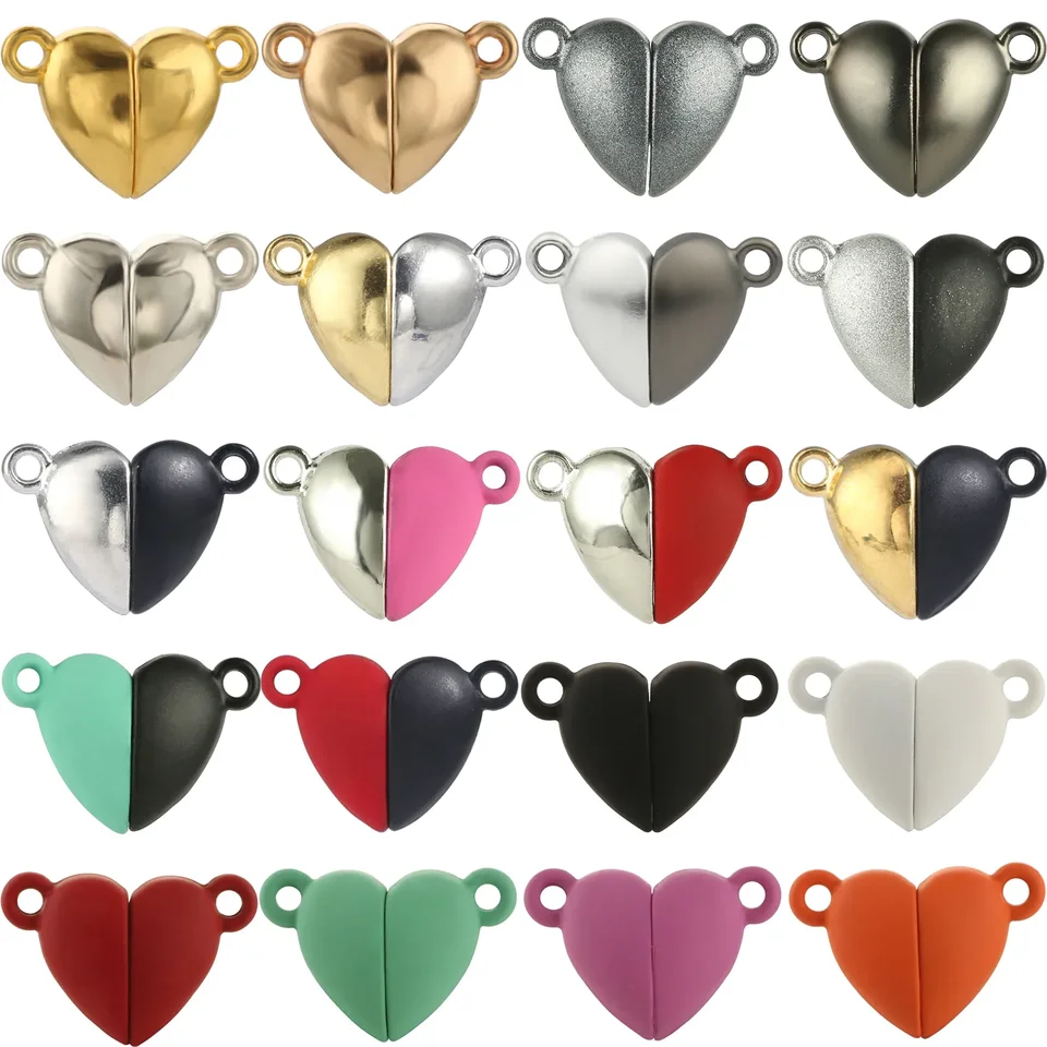 5 sady Láska v tvare srdca Magnetické sponky Clasps Kúzla Kúzla koncové čiapky DIY Pár náramok náhrdelník pre šperky na výrobu šperkov