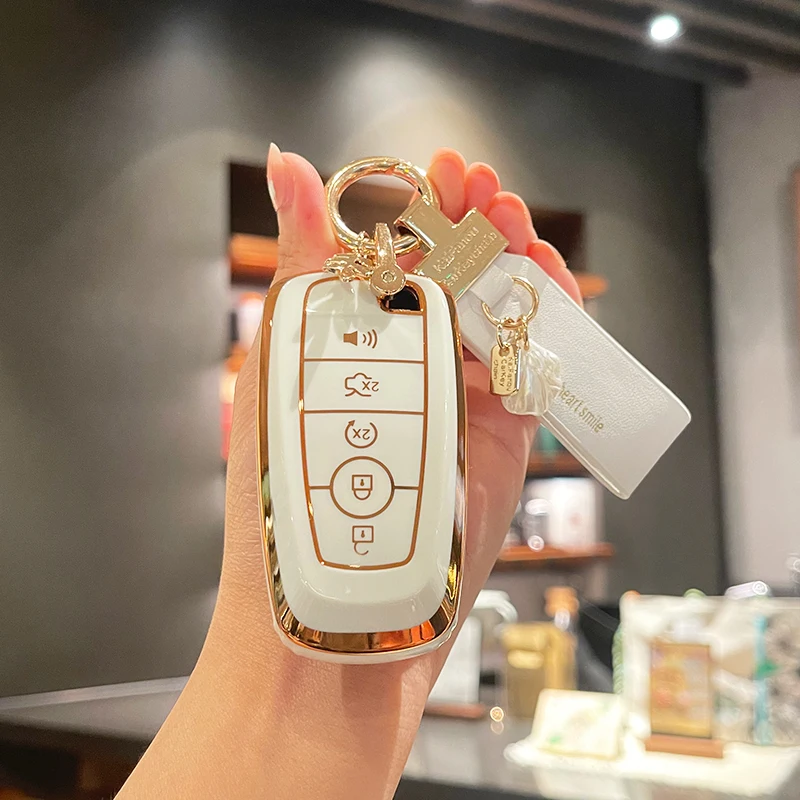 5 Tlačidlo TPU CAR REMOLE KLYT PANECK SHELL pre 2021 Ford Explorer Fusion Escape F150 F250 F350 F450 F550 2022 Mustang Keychain