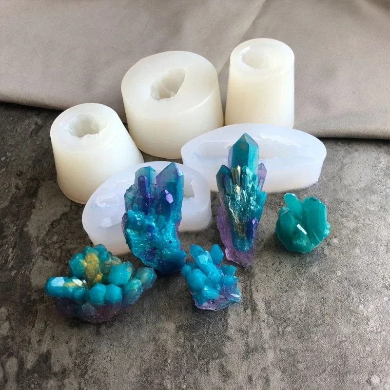5 tvarov prírodný kryštalický skalný klastík Geode Druzy Stone Epoxidová živici Folma prívesku Fold Fold Fold Šperky výroby náradia
