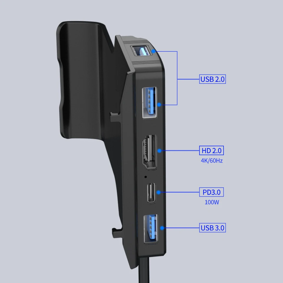 5 v 1 Držičku Držiteľa doku 100 W PD3.0 Nabíjacia základňa USB-C Dock Stand HDMI kompatibilný 2,0 4K@60 Hz USB3.0 pre parné paluby/ROG Ally