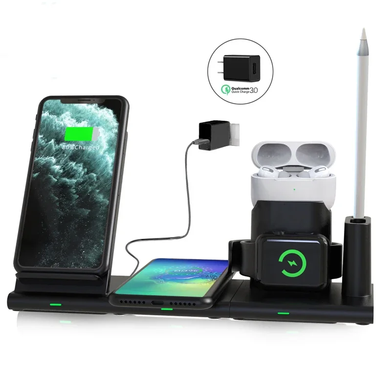 5 v 1 magnetické bezdrôtové nabíjanie je možné kombinovať nabíjačky bezdrôtovej stanice pre iPhone séria Iwatch AirPod
