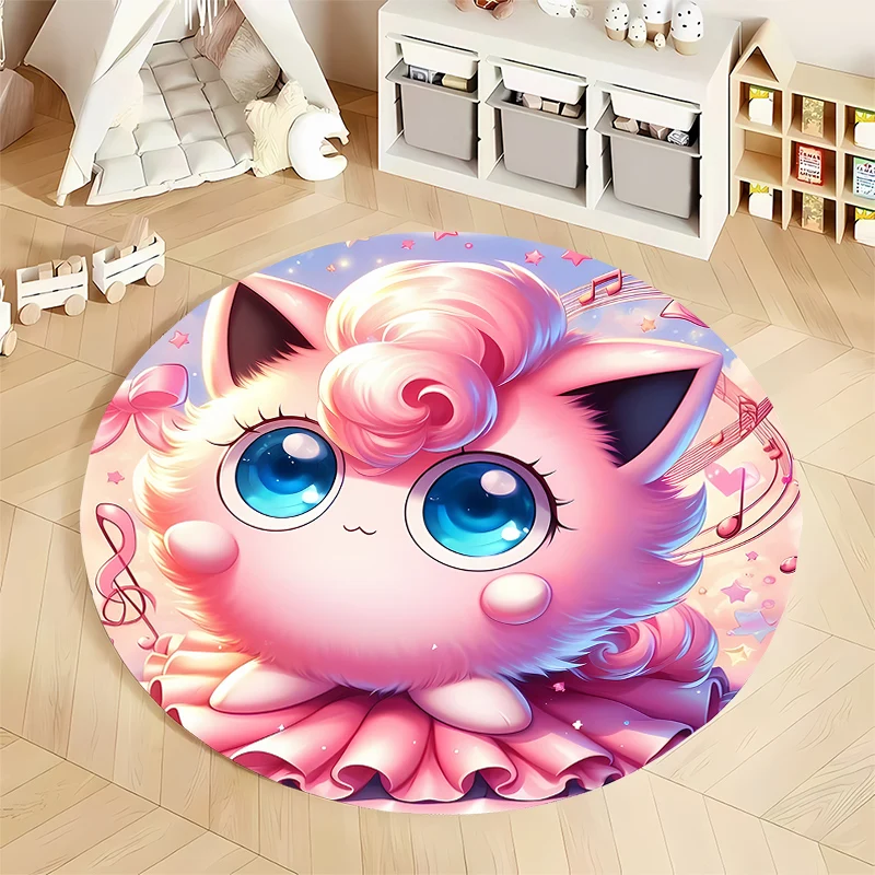 5 veľkostí Pokemon Jigglypuff Tlač okrúhleho koberca Obývacia izba Spálňa a stolička Dekoratívne koberce a koberec Play Rat