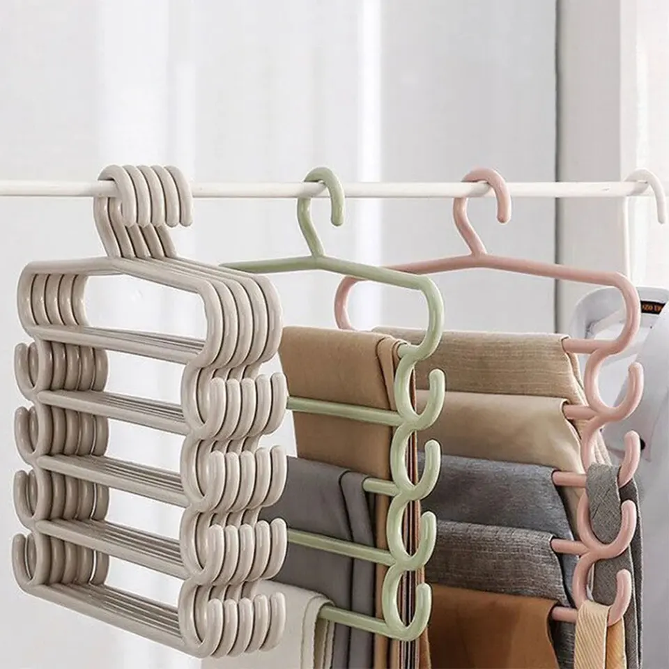 5 vrstiev nohavíc stojan na multifunkčné domácnosti úspory priestoru viacvrstvové nohavice Hanger Pants Color Color Clothes Peg