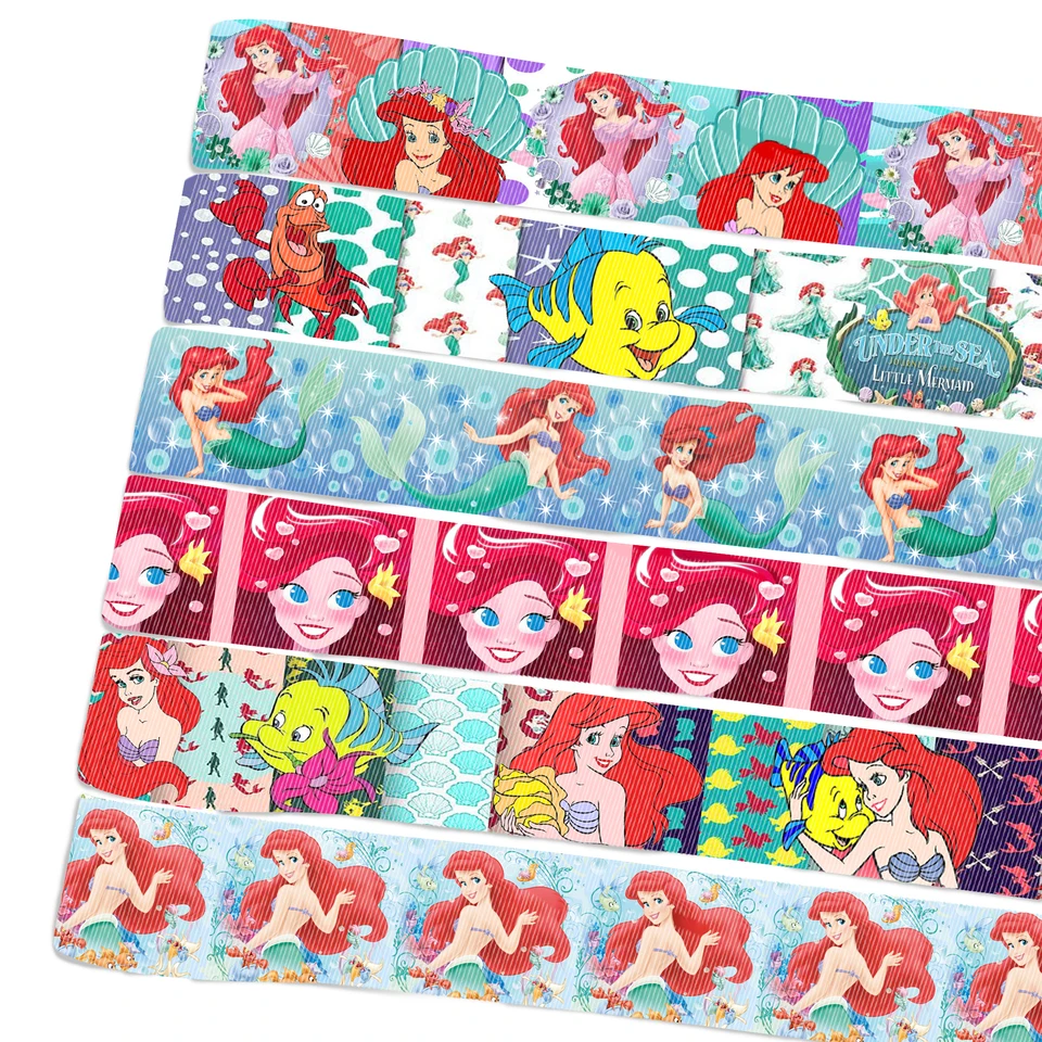 5 yard 22 mm 25 mm 38 mm Disney Mermaid Ariel Ariel Princess Cartoon Character Printed Grosgrain Ribbon pre vlasové kovy pre domácich majstrov remeselníkov