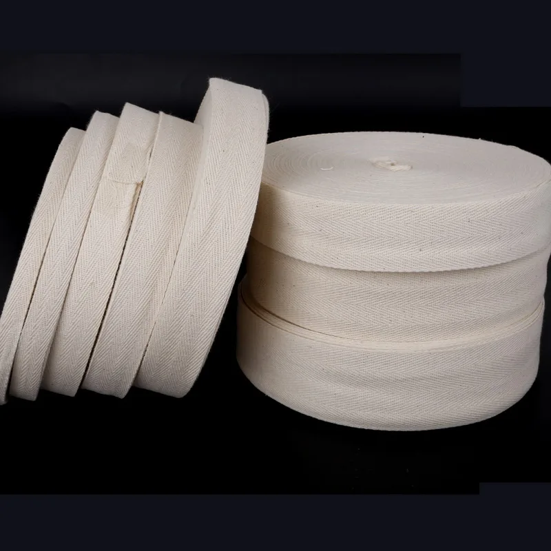 5 yardov 1/1,5/2/2,5/3/3,5/4/5 cm Šírka biela/slonovina bavlnená páska Webbing Tape Domov Textile Dodávky DIY remeslá šijacie príslušenstvo